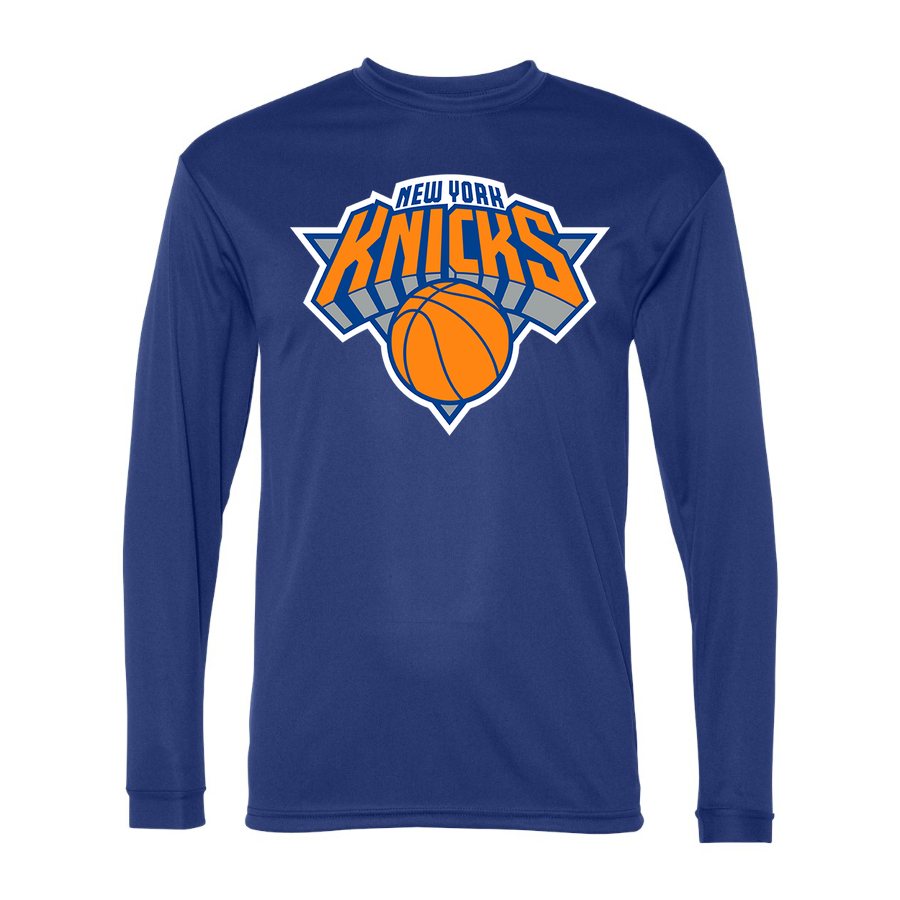 Men's New York Knicks Polyester Long Sleeve T-Shirt - Royal Blue