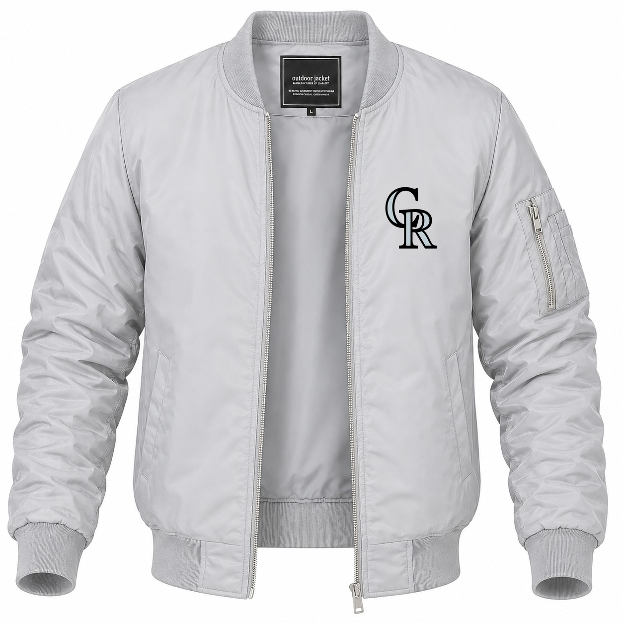 Men's Colorado Rockies Lightweight Bomber Jacket - Gray