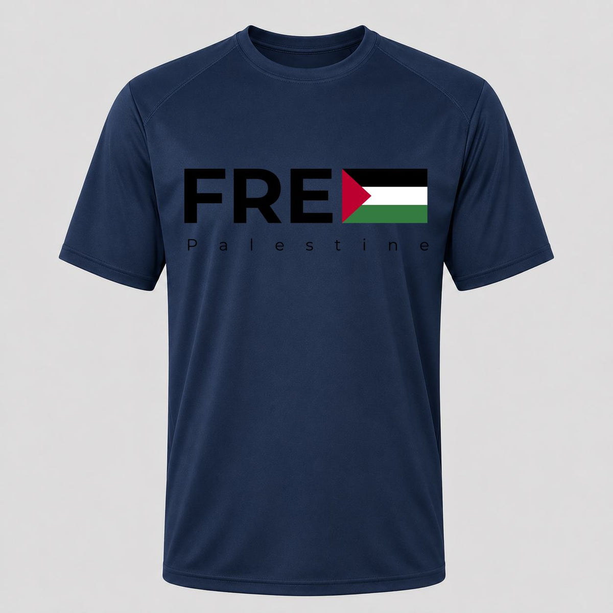 Men's Free Palestine Black Performance T-Shirt - Navy