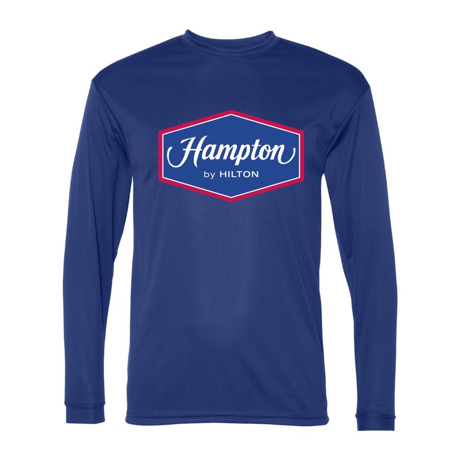 Men's Hampton Polyester Long Sleeve T-Shirt - Royal Blue