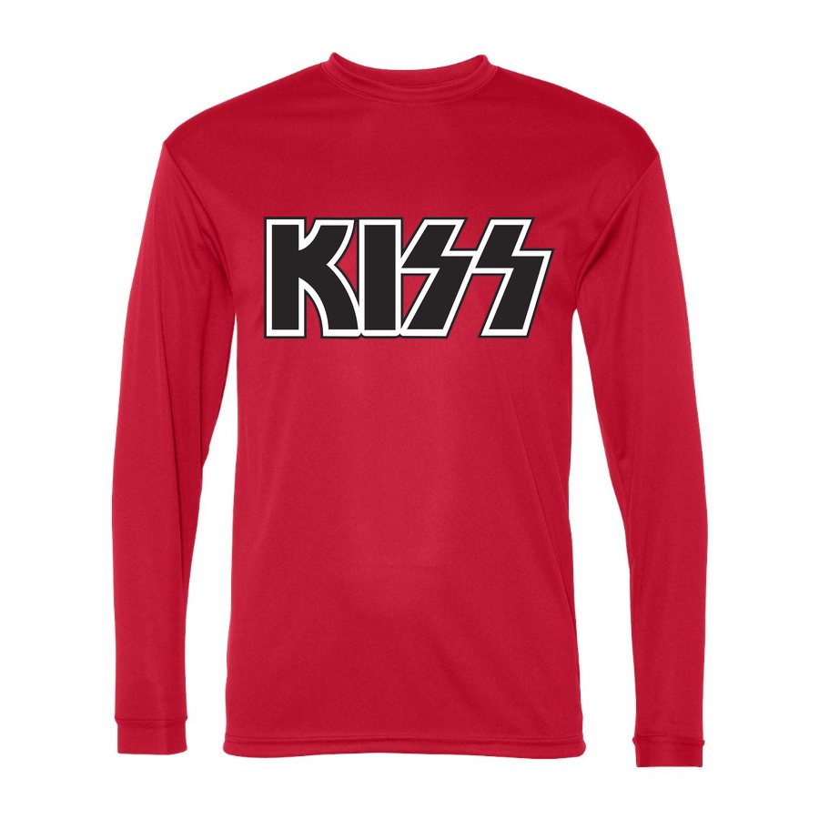 Men's Kiss Polyester Long Sleeve T-Shirt - Red