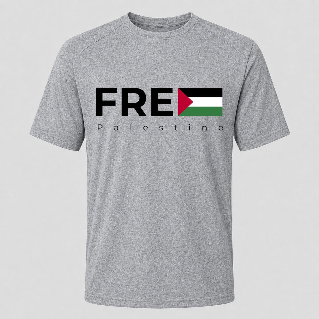 Men's Free Palestine Black Performance T-Shirt - Gray