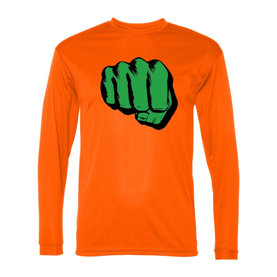 Men's Hulk Punch Polyester Long Sleeve T-Shirt - Safety Orange