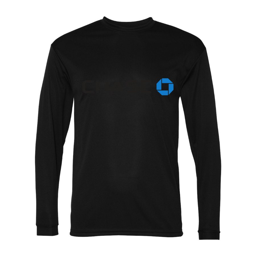 Men's Chase Black Logo Polyester Long Sleeve T-Shirt - Black