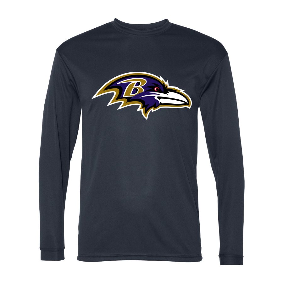 Men's Baltimore Ravens Polyester Long Sleeve T-Shirt - Navy