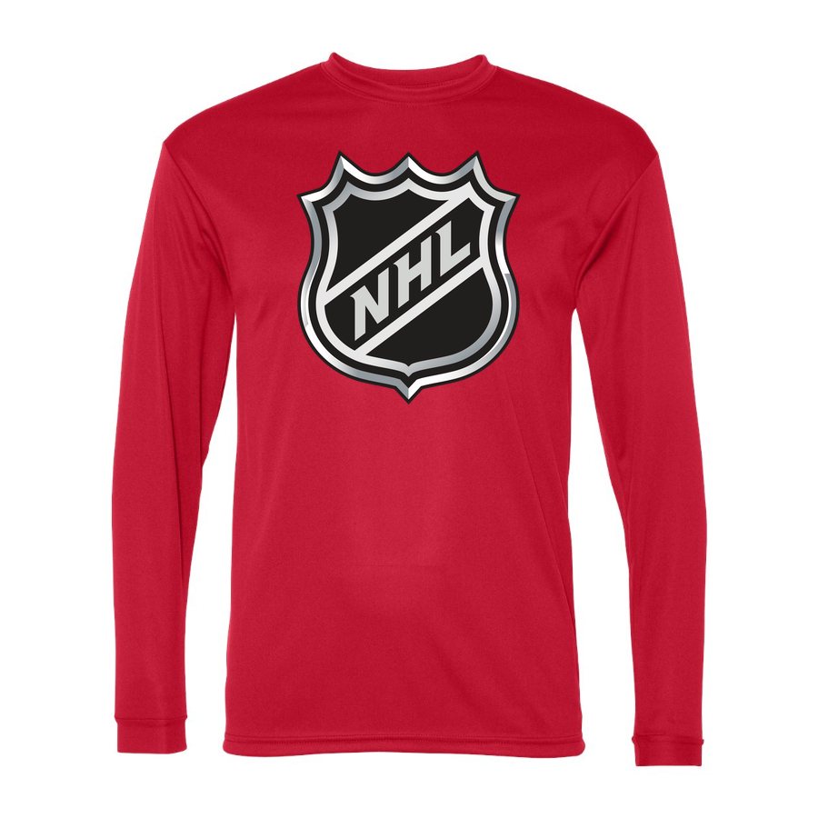 Men's NHL Shield Polyester Long Sleeve T-Shirt - Red