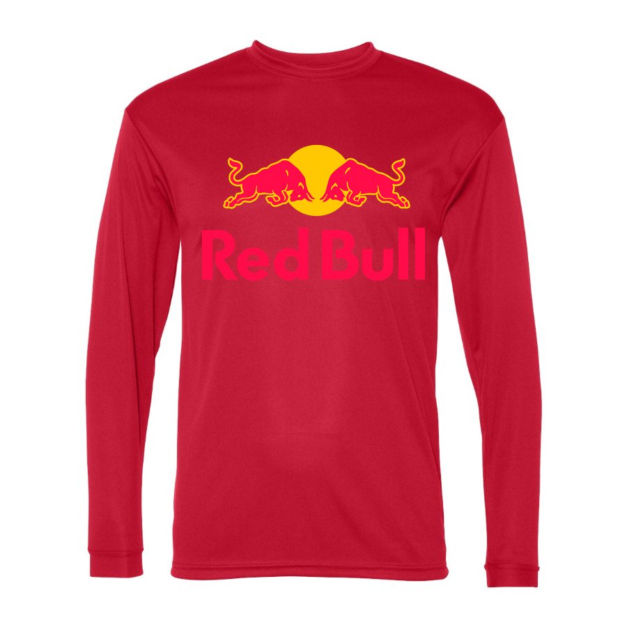 Men's Red Bull Polyester Long Sleeve T-Shirt - Red