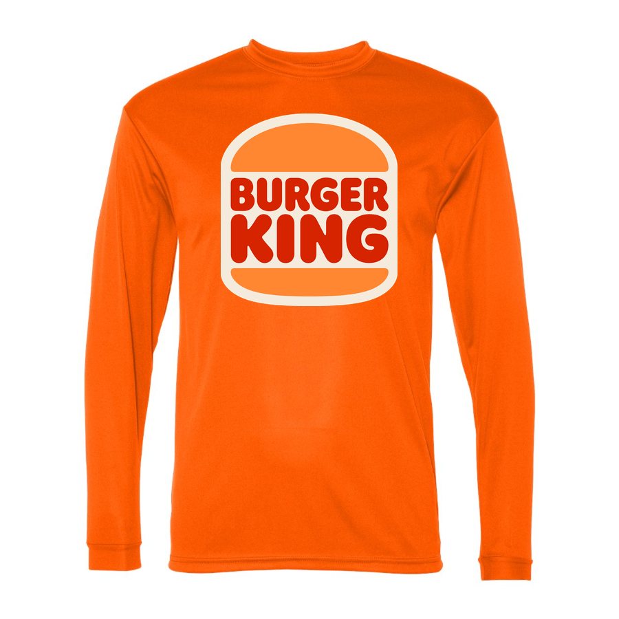 Men's Burger King Polyester Long Sleeve T-Shirt - Safety Orange