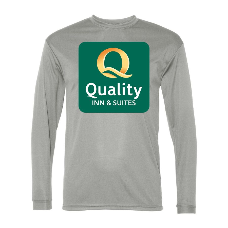 Men's Quality Inn & Suites Polyester Long Sleeve T-Shirt - Silver
