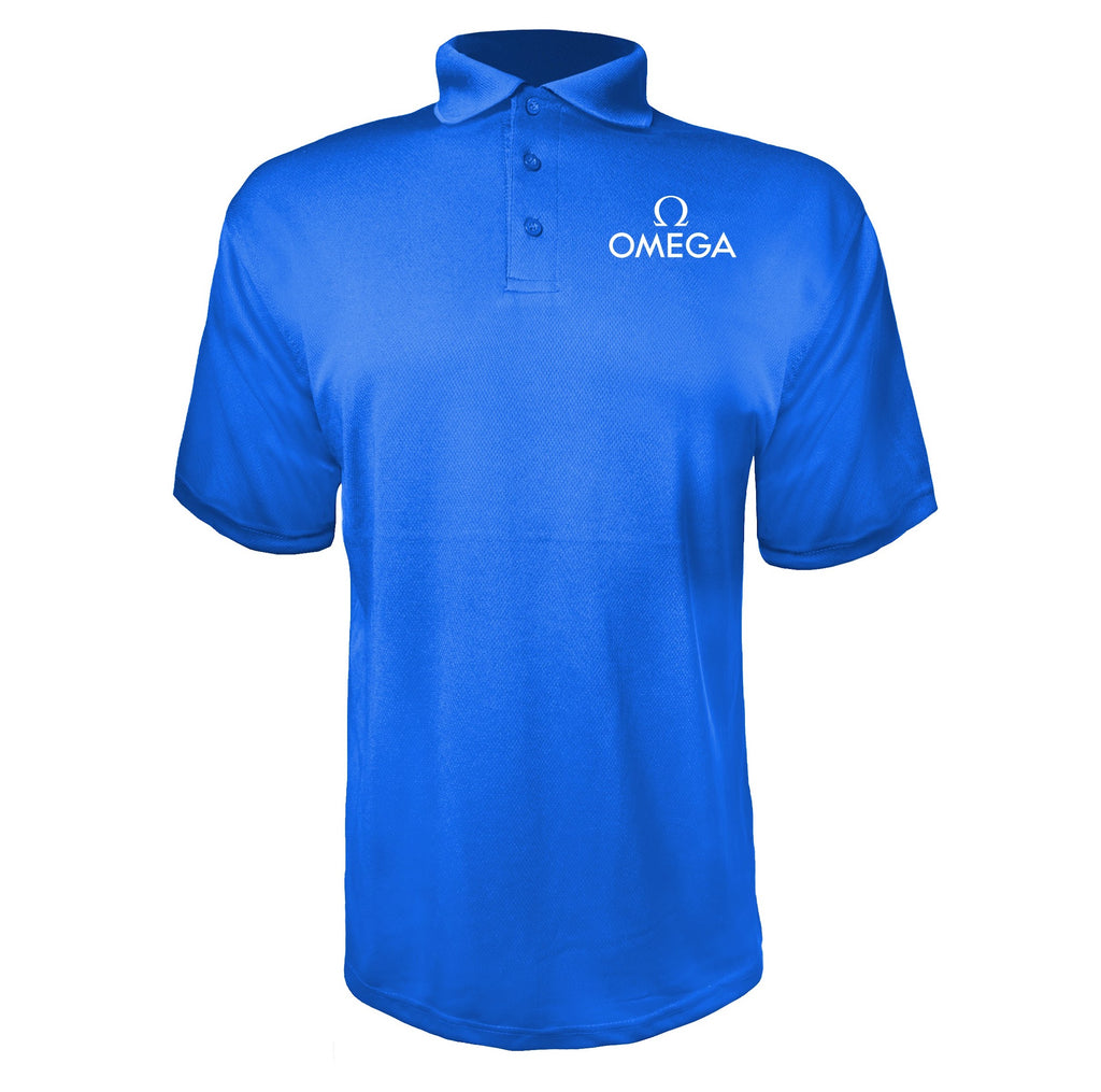 Omega White men's polyester polo in Blue