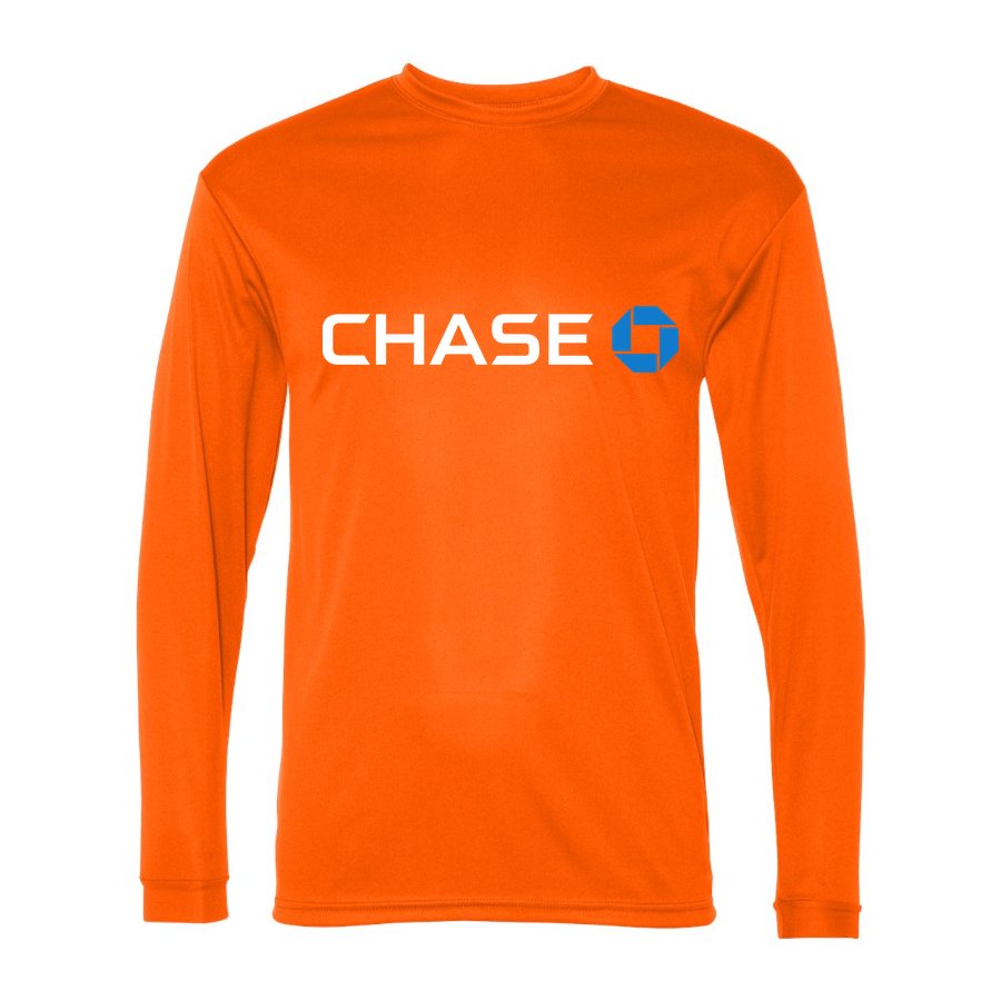 Men's Chase White Logo Polyester Long Sleeve T-Shirt - Safety Orange