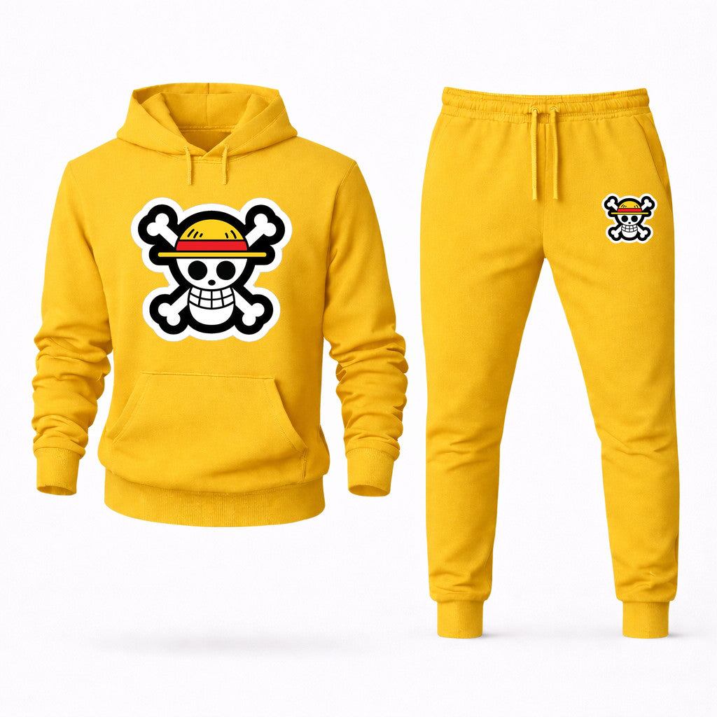 Straw Hat Luffy Hoodie and Joggers Set - Yellow