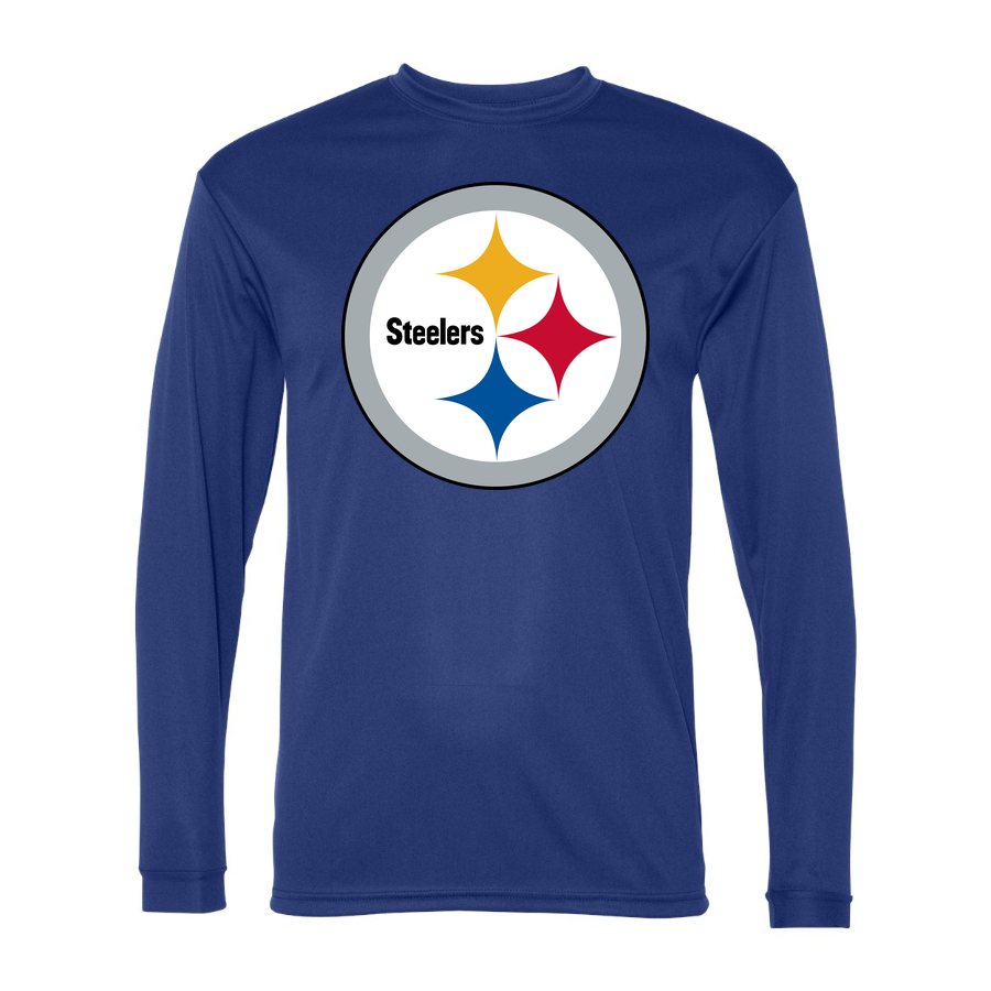 Men's Pittsburgh Steelers Polyester Long Sleeve T-Shirt - Royal Blue