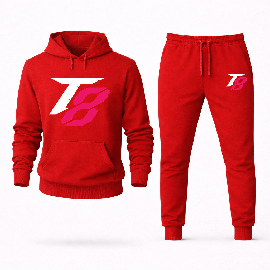 Tekken 8 White Hoodie and Joggers Set - Red