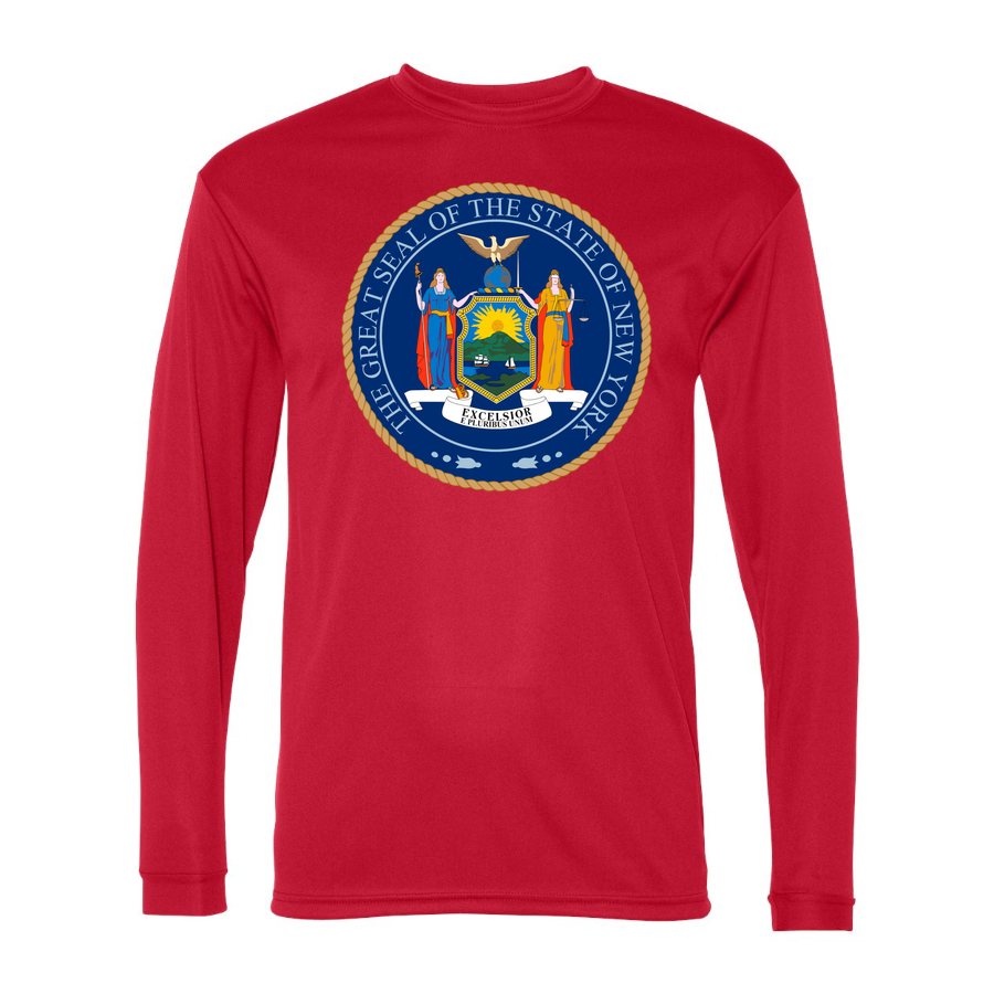 Men's New York Polyester Long Sleeve T-Shirt - Red