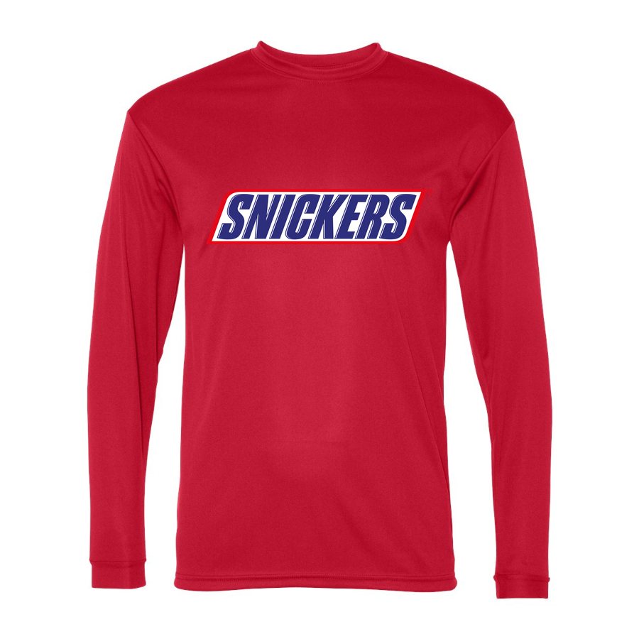 Men's Snickers food Polyester Long Sleeve T-Shirt - Red