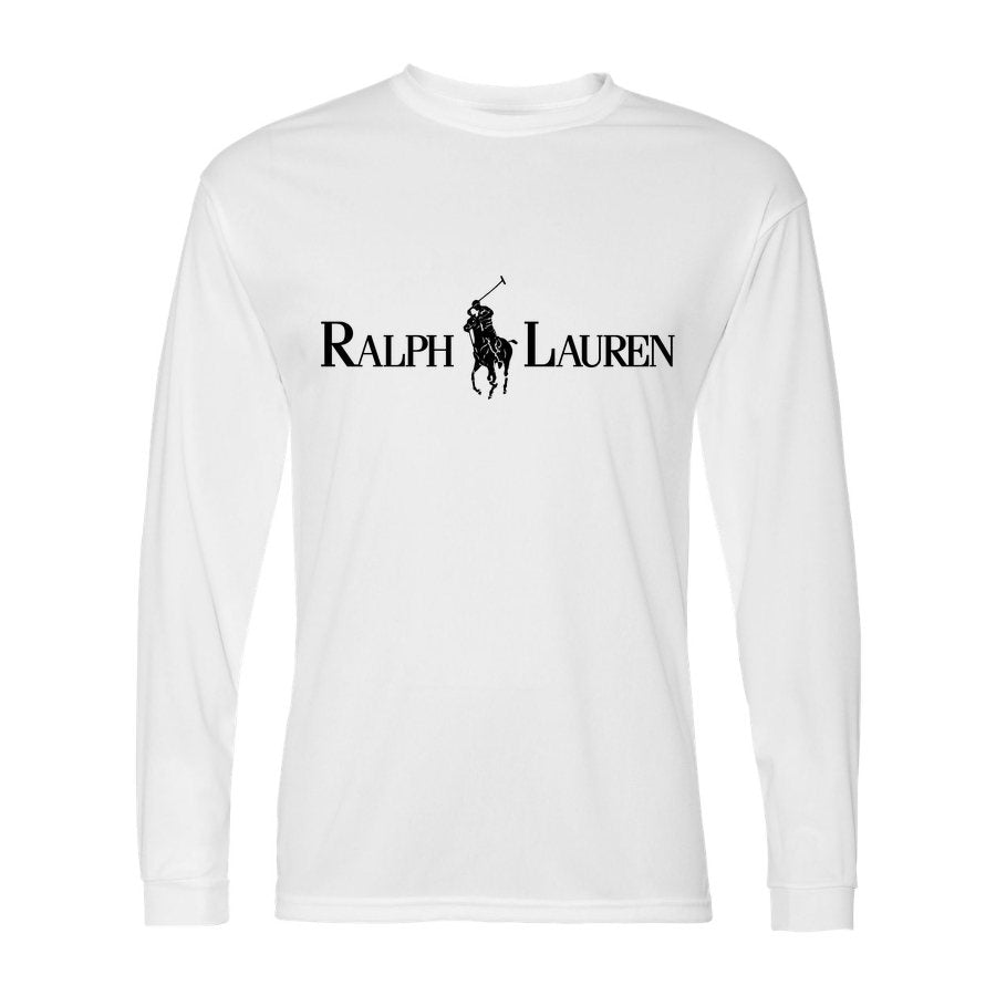 Men's Polo Ralph Lauren Black Logo Polyester Long Sleeve T-Shirt - White