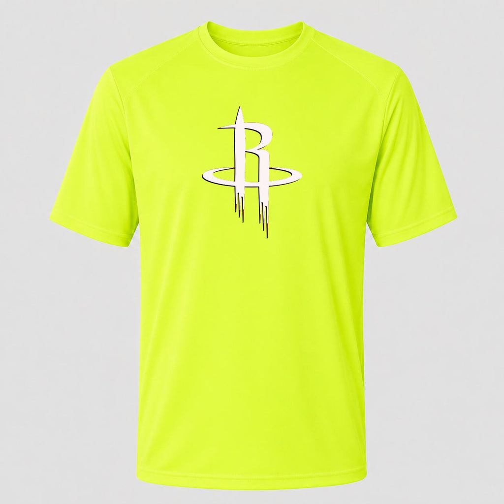 Men's Houston Rockets Army Green Performance T-Shirt - Safety Green