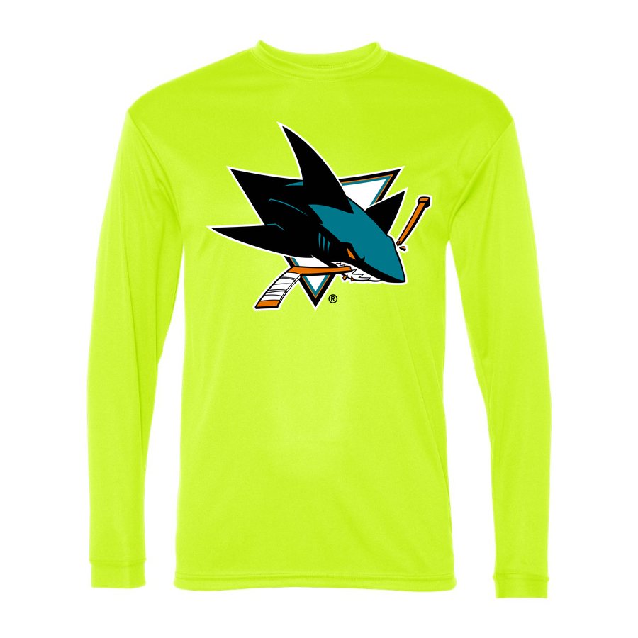 Men's San Jose Sharks Polyester Long Sleeve T-Shirt - Safety Yellow