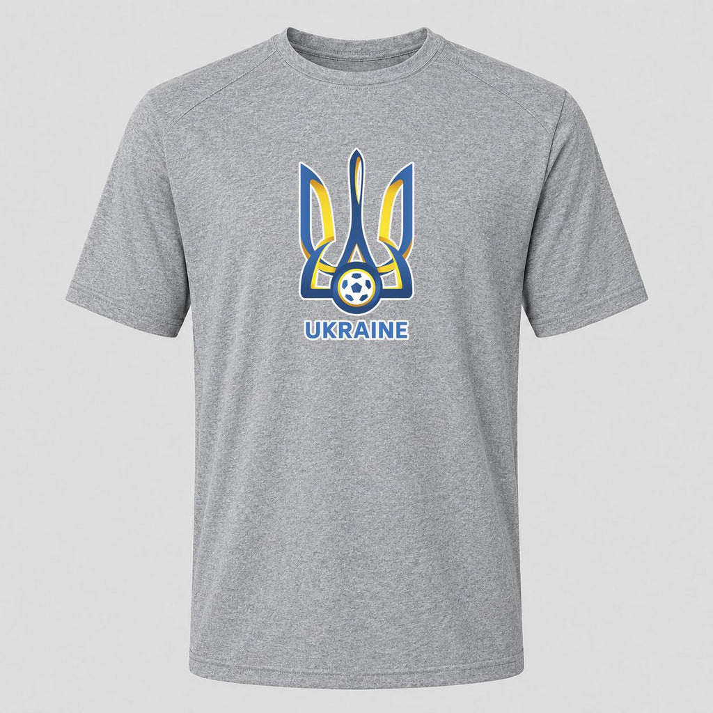 Men's Ukraine National Football Soccer Team Performance T-Shirt - Gray