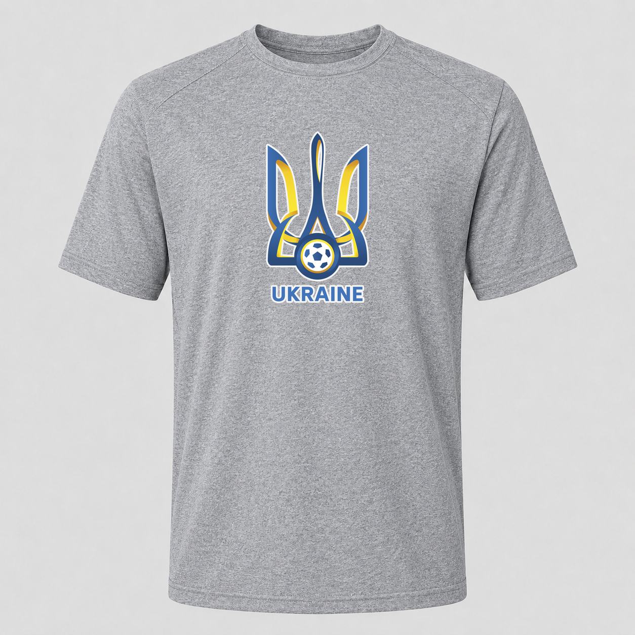 Men's Ukraine National Football Soccer Team Performance T-Shirt - Gray