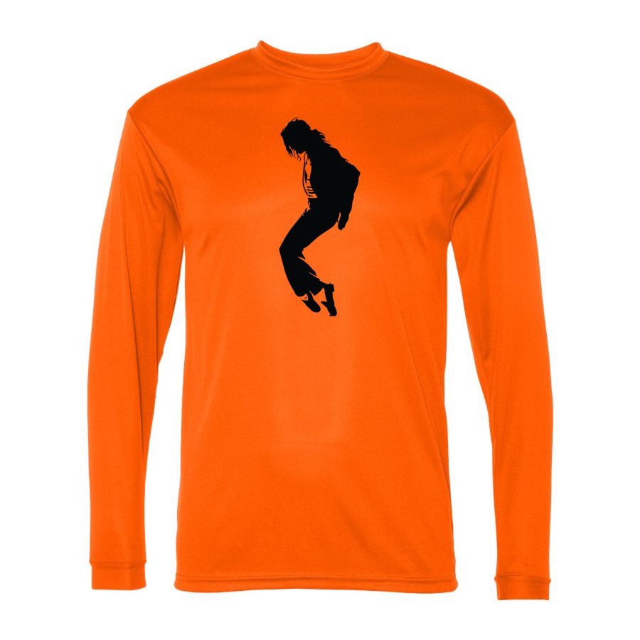 Men's Michael Jackson Polyester Long Sleeve T-Shirt - Safety Orange