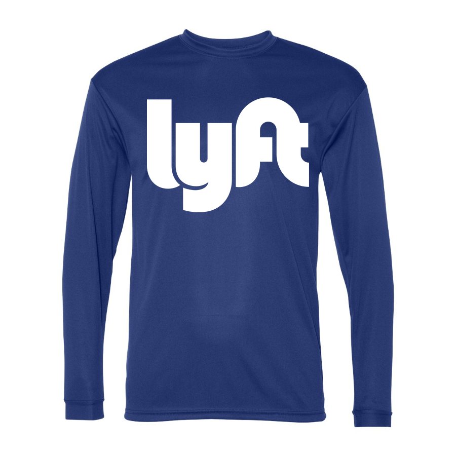 Men's Lyft White Logo Polyester Long Sleeve T-Shirt - Royal Blue