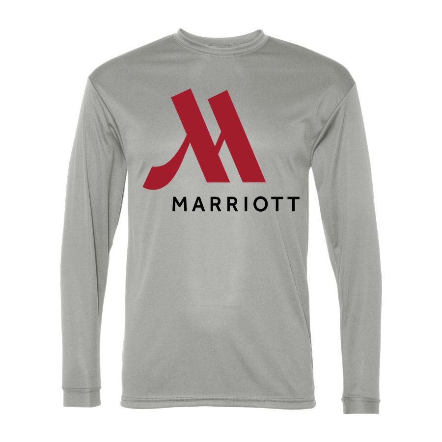 Men's Marriott Polyester Long Sleeve T-Shirt - Silver