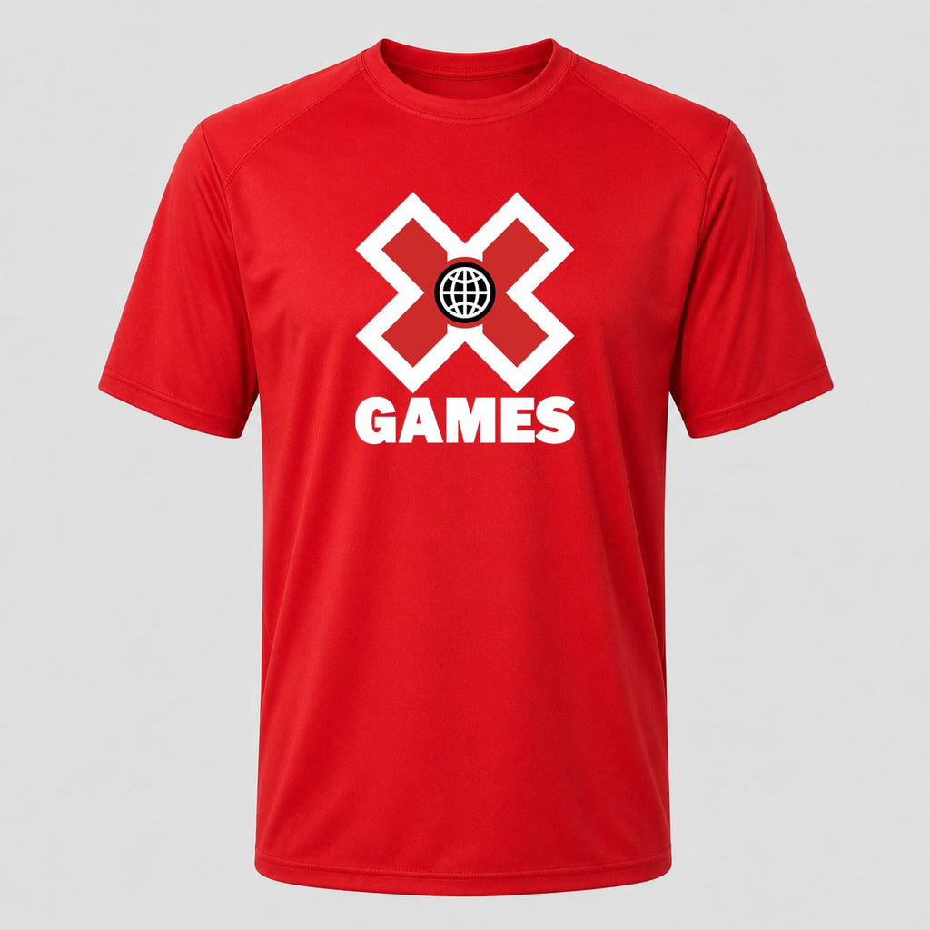 Men's X Games White Performance T-Shirt - Red