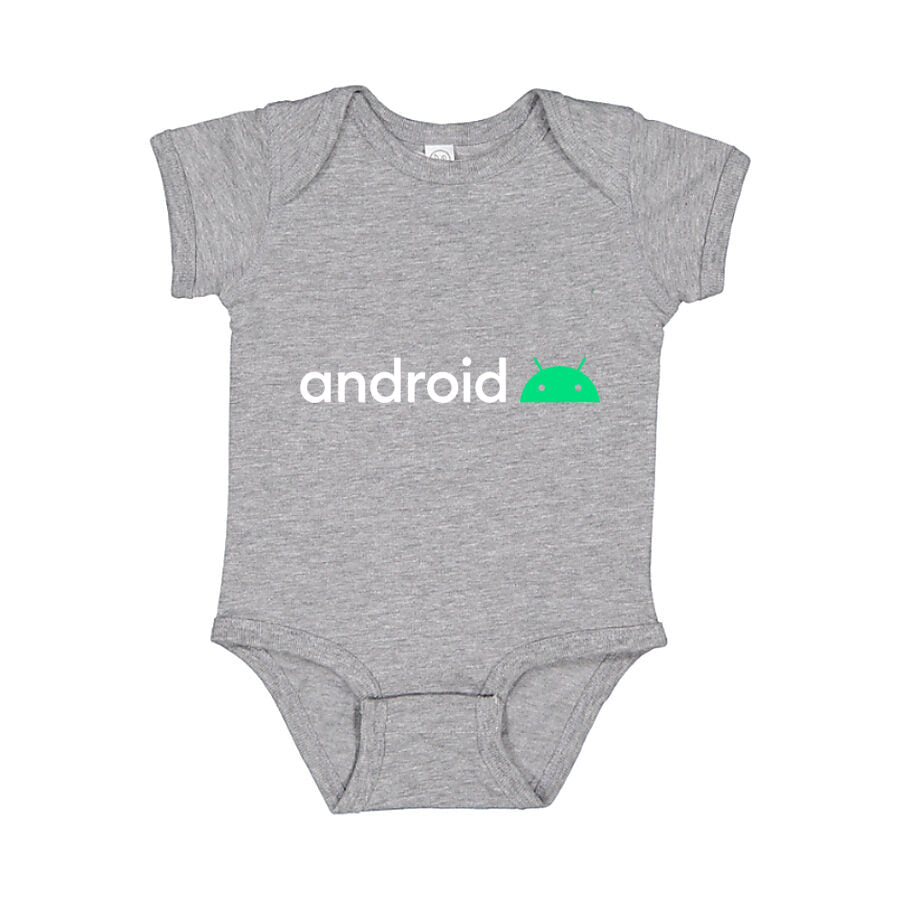 Android White Logo Baby Romper Onesie - Gray