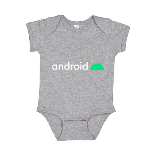 Android White Logo Baby Romper Onesie - Gray