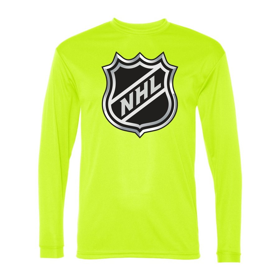 Men's NHL Shield Polyester Long Sleeve T-Shirt - Safety Yellow