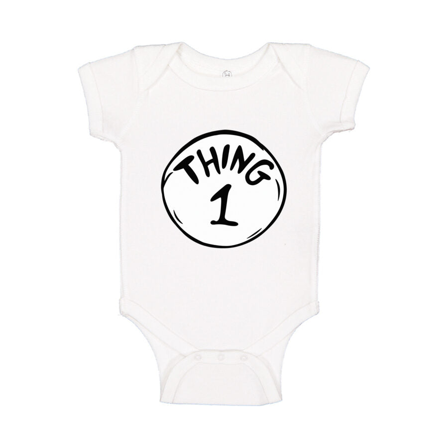 Dr. Seuss Thing 1 Baby Romper Onesie - White