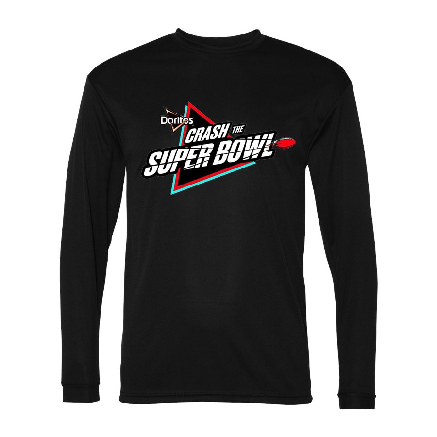 Men's Crash the Super Bowl Polyester Long Sleeve T-Shirt - Black
