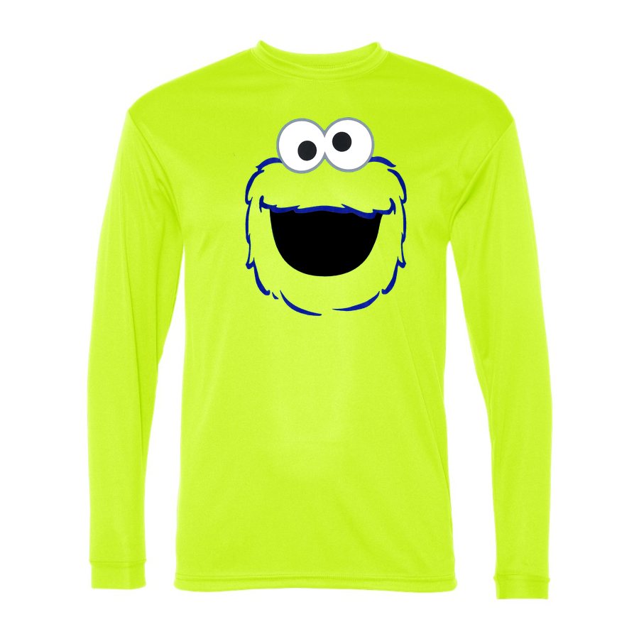 Men's Cookie Monster Polyester Long Sleeve T-Shirt - Safety Yellow