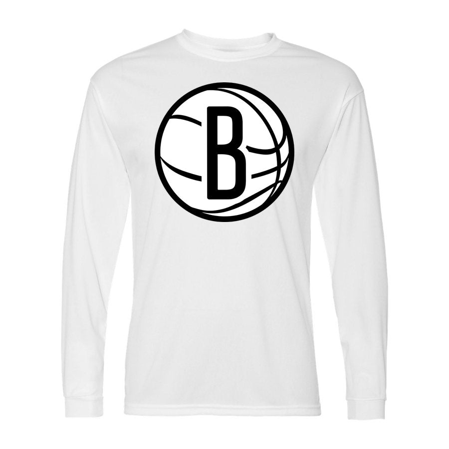 Men's Brooklyn Nets Polyester Long Sleeve T-Shirt - White
