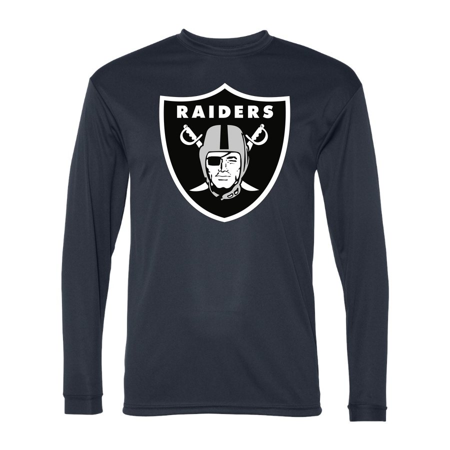 Men's Las Vegas Raiders Polyester Long Sleeve T-Shirt - Navy