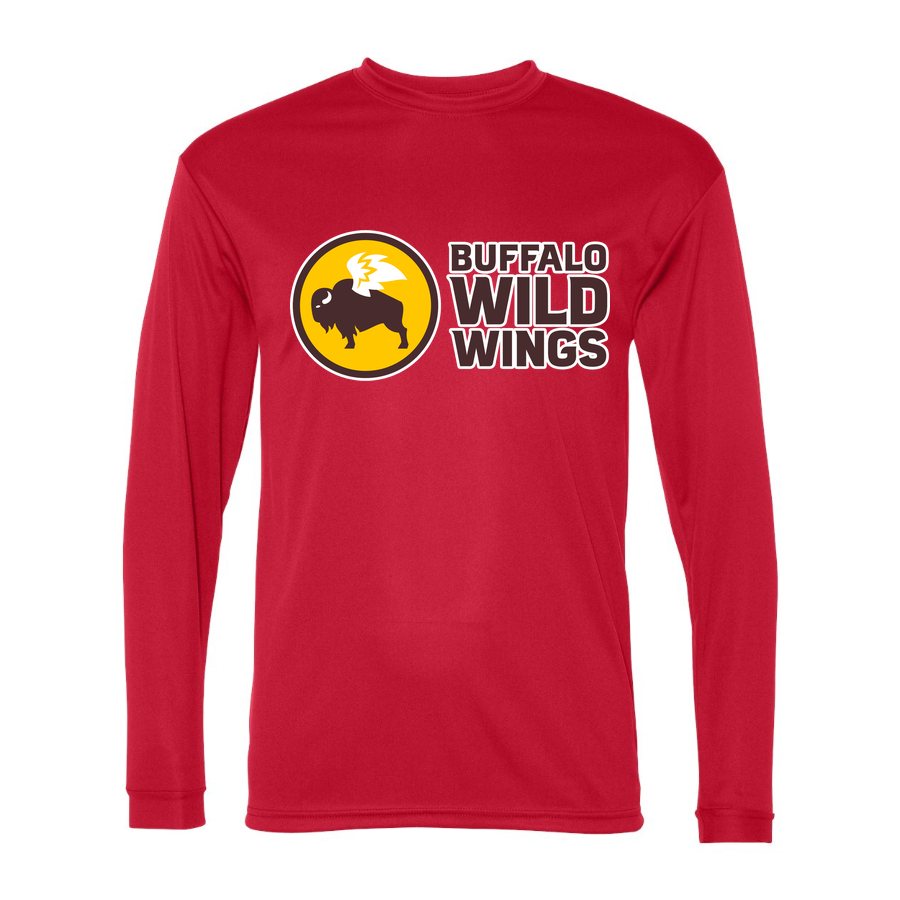Men's Buffalo Wild Wings Polyester Long Sleeve T-Shirt - Red