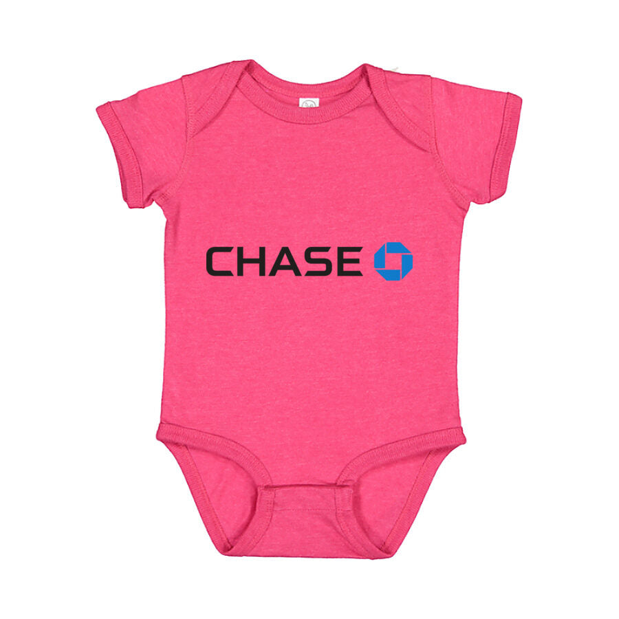 Chase Bank Black Logo Baby Romper Onesie - Pink