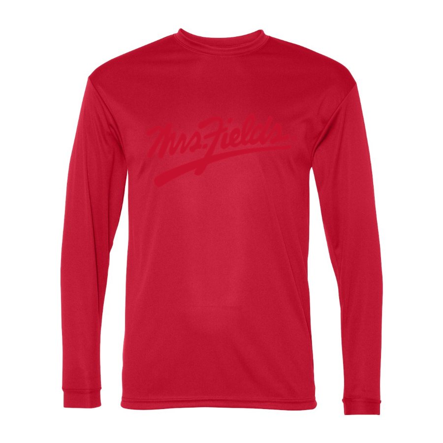 Men's Mrs. Fields Polyester Long Sleeve T-Shirt - Red