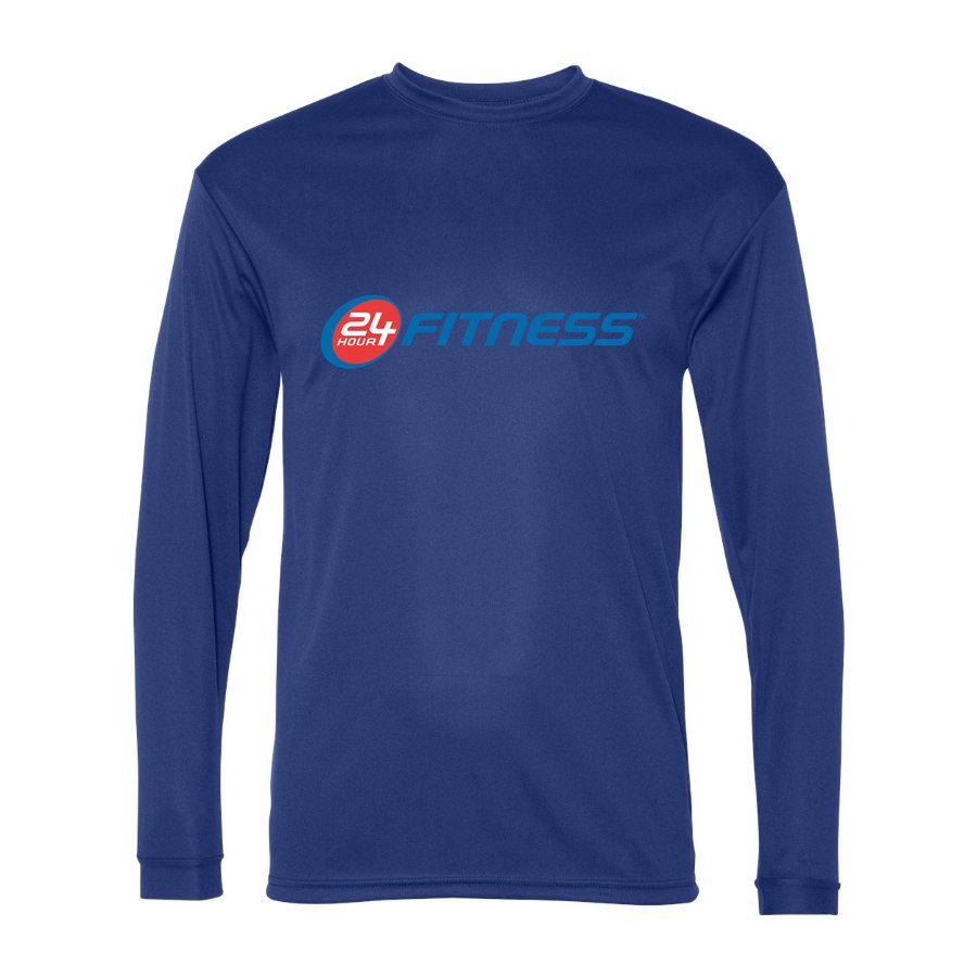 Men's 24 Hour Fitness Polyester Long Sleeve T-Shirt - Royal Blue