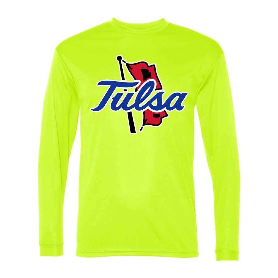 Men's Tulsa Golden Hurricane Polyester Long Sleeve T-Shirt - Safety Yellow