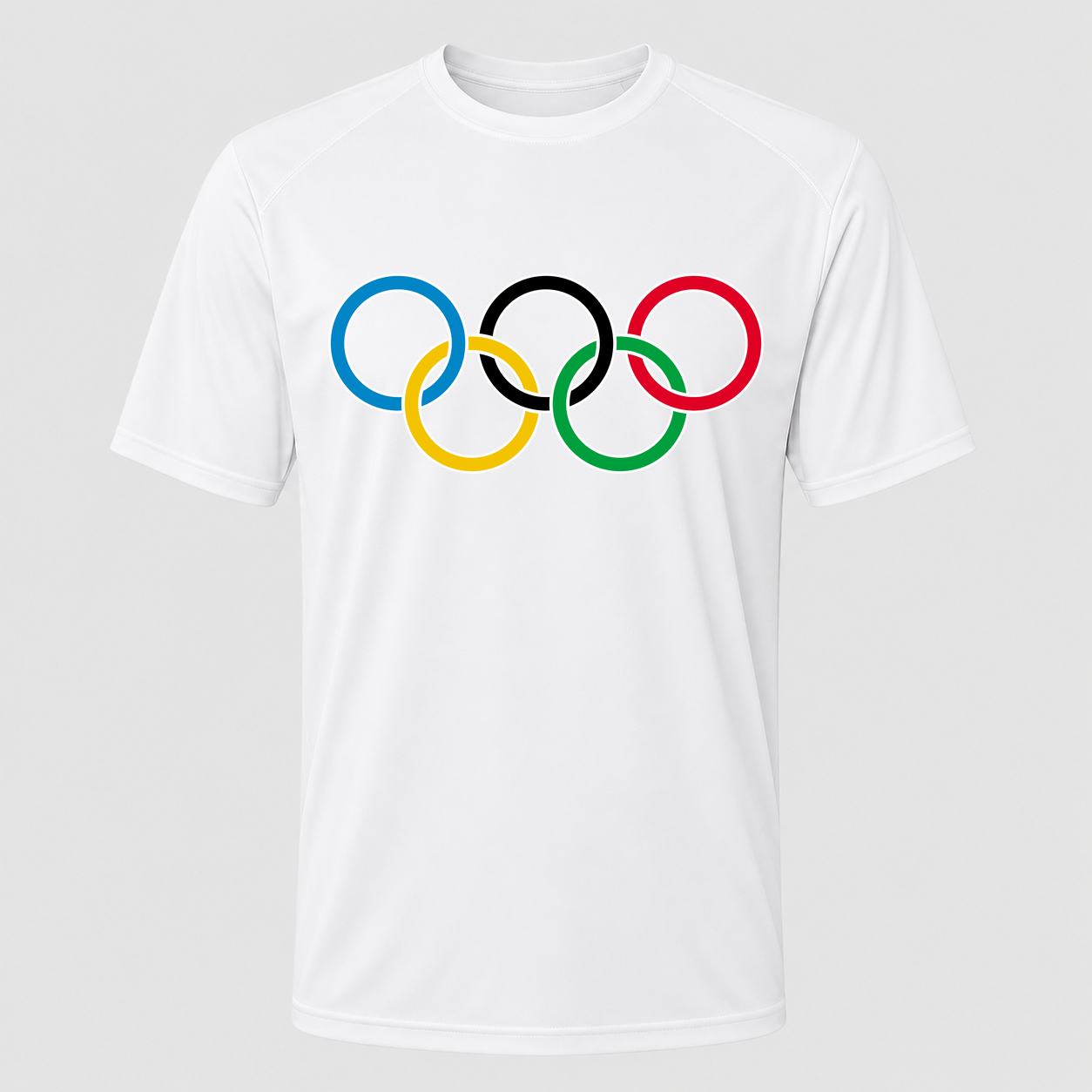 Men's Olympic Rings Black Performance T-Shirt - White