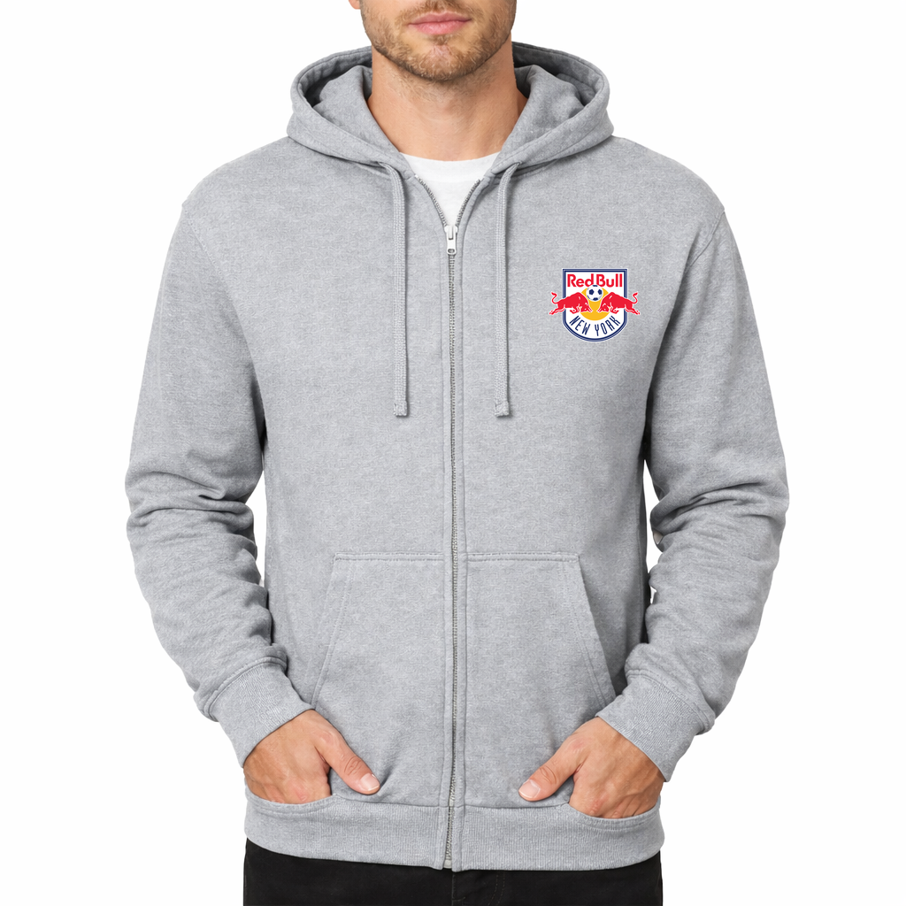 Men's New York Red Bulls logo.svg Zipper Hoodie - Grey