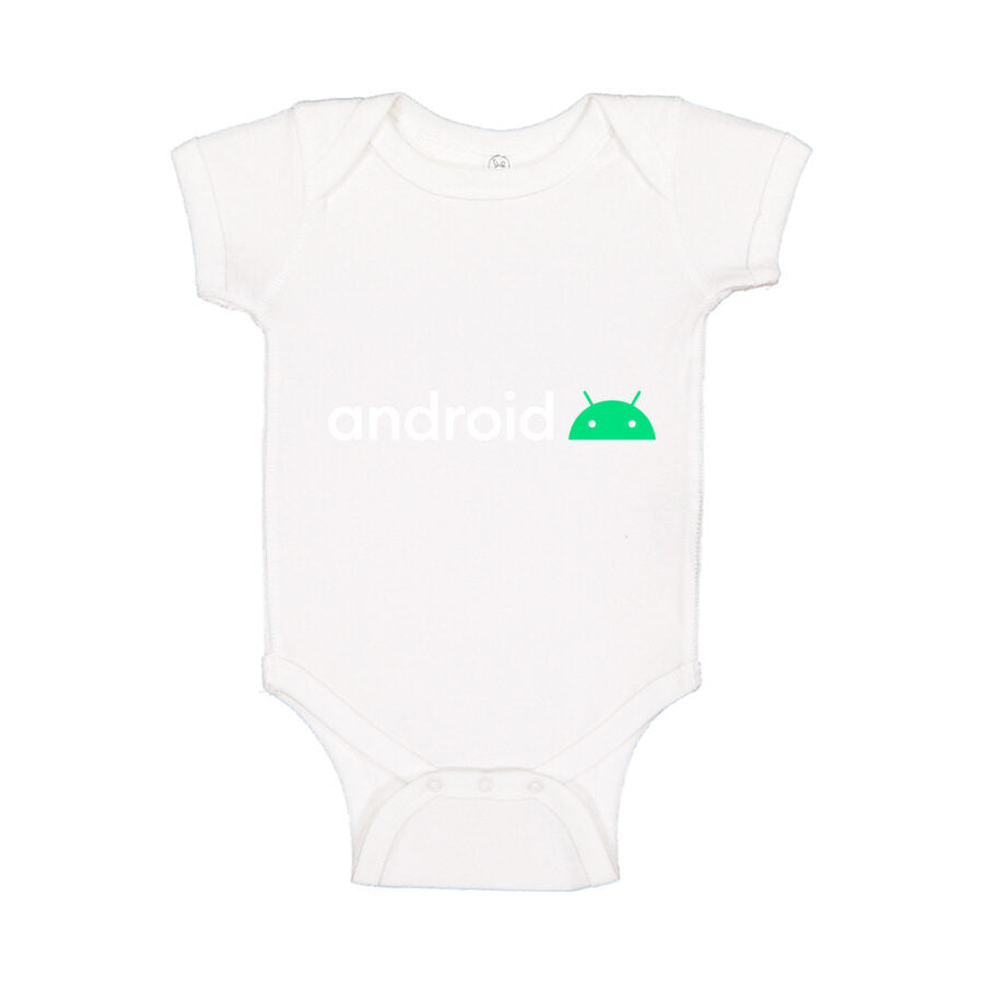 Android White Logo Baby Romper Onesie - White