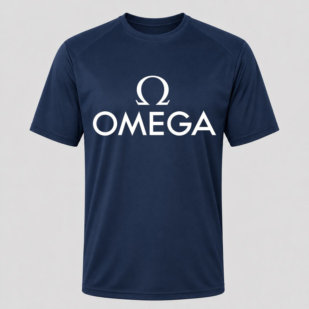 Men's Omega White Performance T-Shirt - Navy