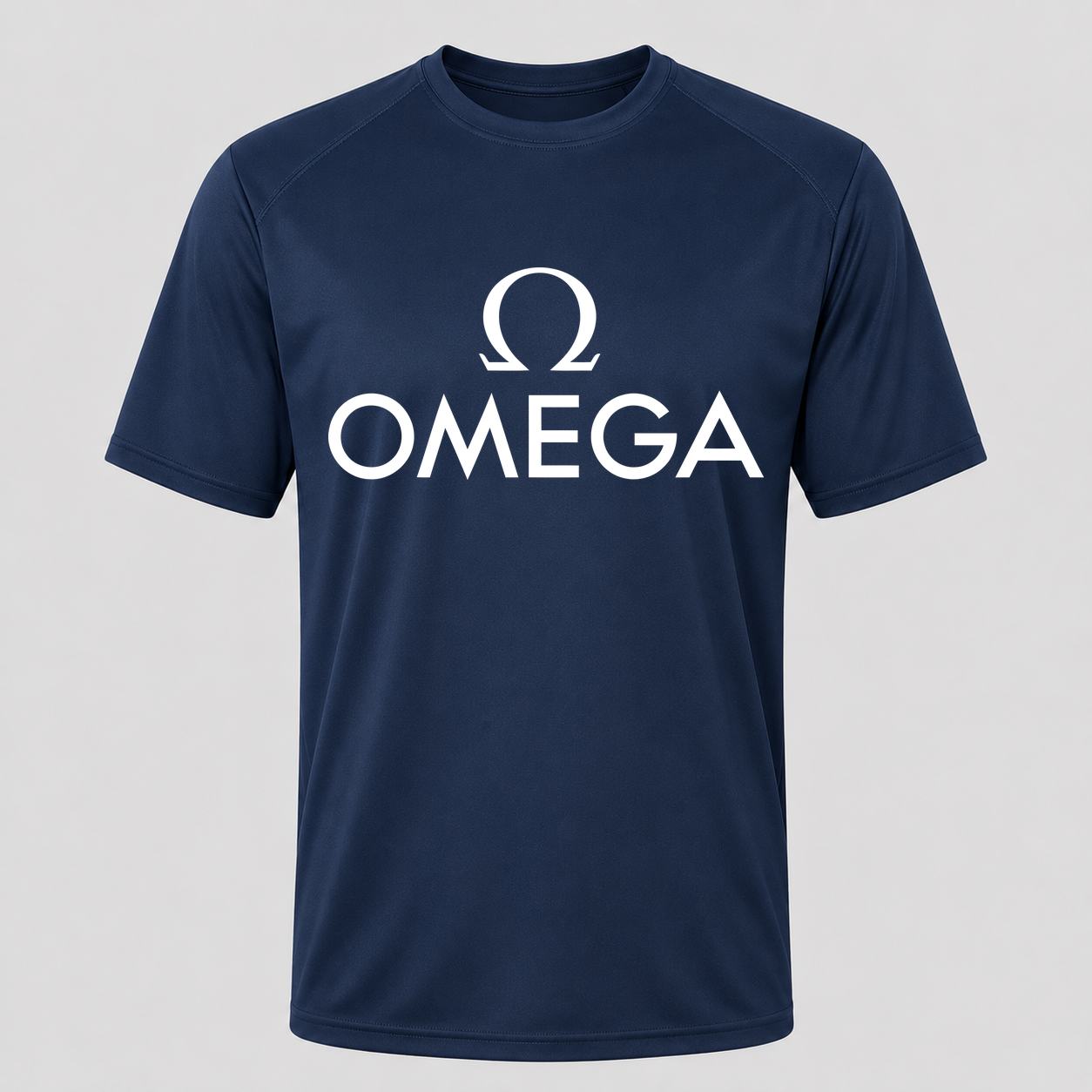 Men's Omega White Performance T-Shirt - Navy
