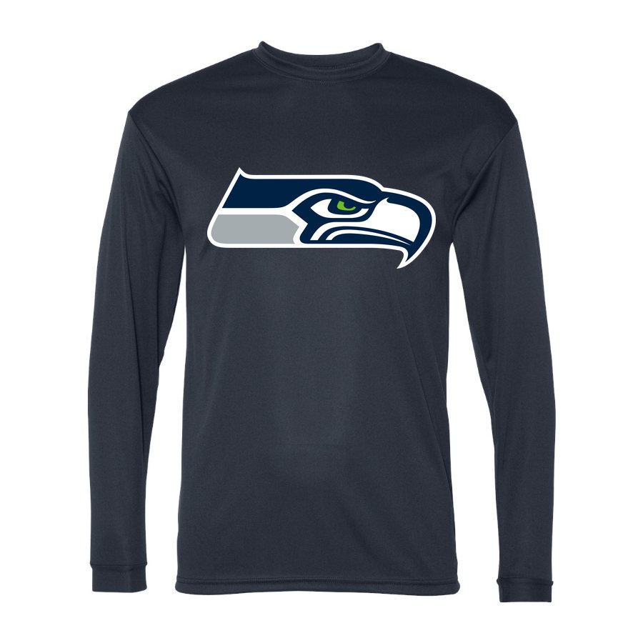 Men's Seattle Seahawks Polyester Long Sleeve T-Shirt - Navy