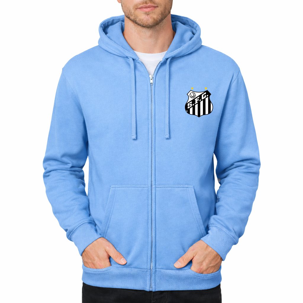 Men's Santos FC Zipper Hoodie - Sky Blue