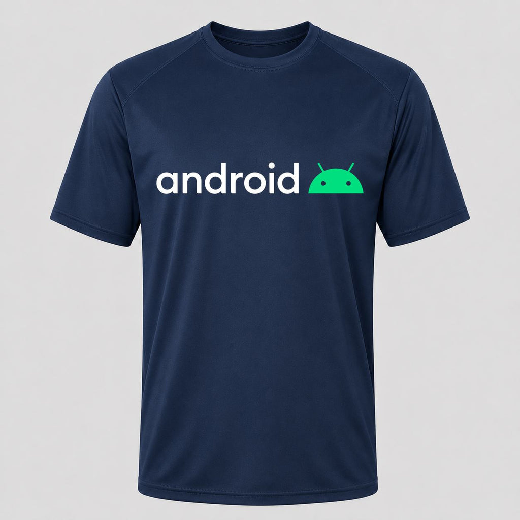 Men's Android White Performance T-Shirt - Navy